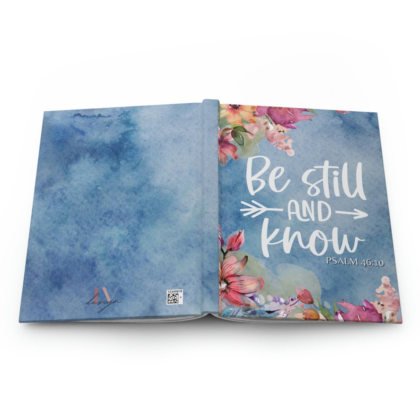 Psalm 46:10 Be Still and Know  | Blue Floral Watercolor Hardcover Journal