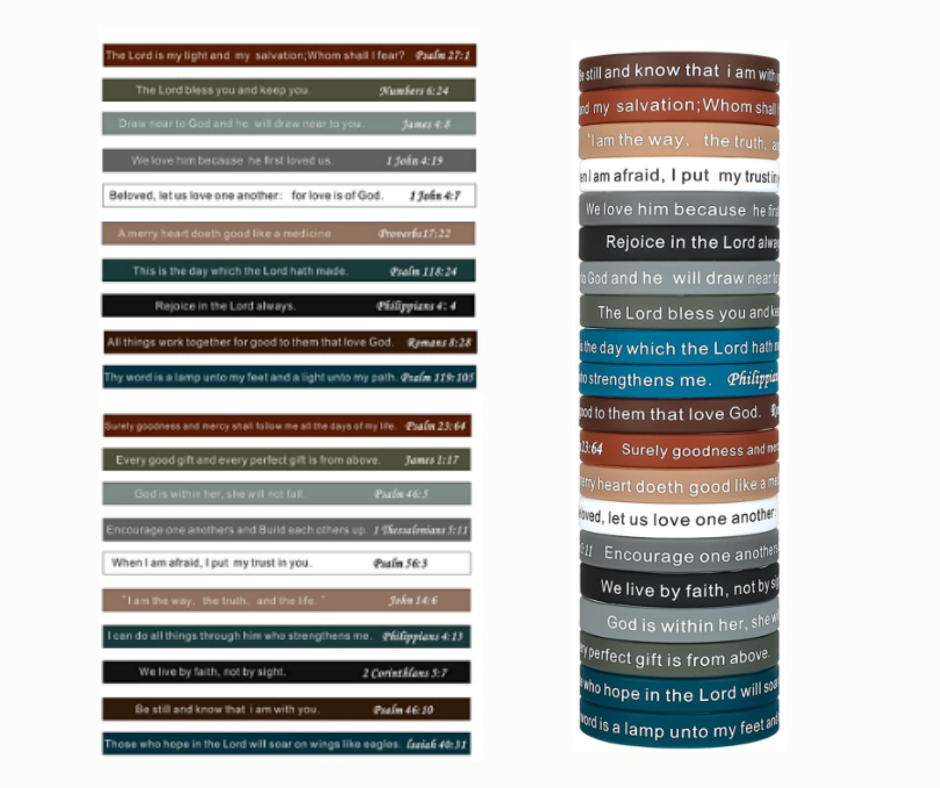 BIble Verse Rubber Silicone Bracelets (Unixsex) , Wristbands for Men Women Teens