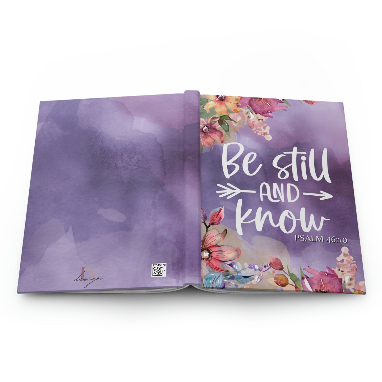 Psalm 46:10 Be Still and Know  | Purple Floral Watercolor Hardcover Journal